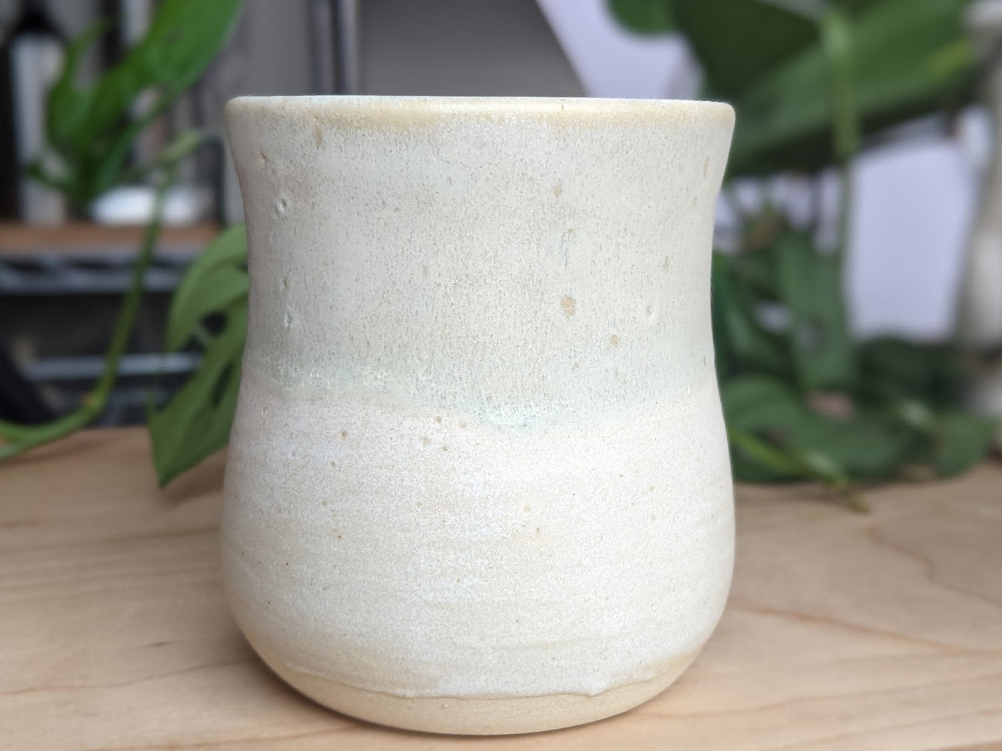 Light green and white matte vase