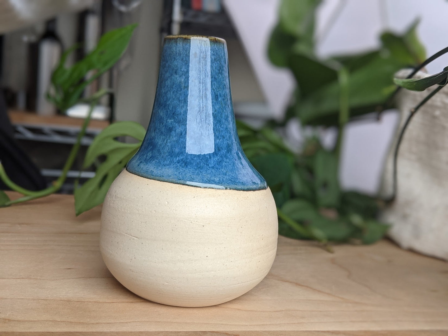 Blue and white bud vase